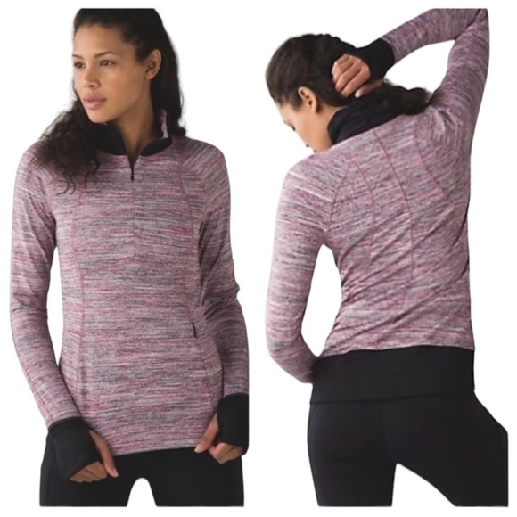 Lululemon Runderful 1/2 Zip Space Dye Camo Berry Rumble Multi / Black Size 10 - Picture 1 of 10